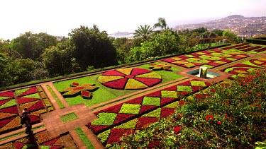 Tourists Walk Through Formal Gardens, Jardim Botanico, Funchal, Madeira, Portugal