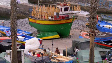 CM0094-APL-0059665 Fish Drying Racks On Boat, Camara De Lobos, Madeira, Portugal