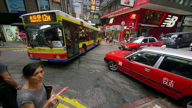 Traffic On Wellington & D'Aguilar Street, Central, Hong Kong, Asia