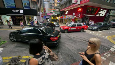 Traffic On Wellington & D'Aguilar Street, Central, Hong Kong, Asia