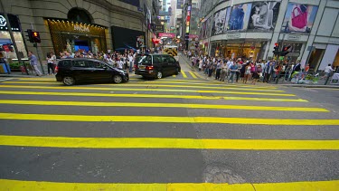 Pedestrians Crossing Queens Road At D'Aguilar Street, Central, Hong Kong, Asia