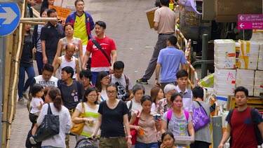 Pedestrians Walking To Cochran Street, Central, Hong Kong, Asia