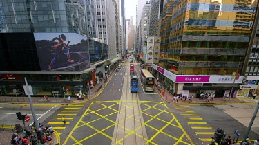 Tram & Bus On Des Voeux Road & Queen Victoria Street, Central, Hong Kong