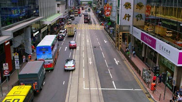 Tram & Bus On Des Voeux Road & Queen Victoria Street, Central, Hong Kong