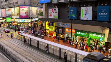 Tram Stop On Yee Wo Street, Causeway Bay, Hong Kong, China