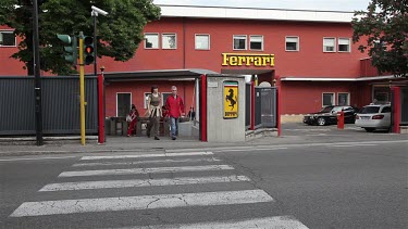 Ferrari Workers Leave At Old Factory Gates, Maranello, Italy
