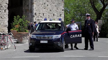 Police Carabinieri & Car, San Gimignano, Tuscany, Italy