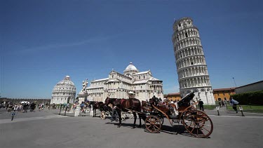 Horse & Cart, Leaning Tower, St. Mary Cathedral & The Baptistery, Pisa, Tuscany, Italy