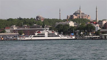 Pleasure Boats & Haghia Sophia Mosque, Aya Sofya, Istanbul, Turkey