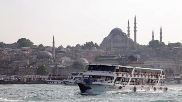 Ferries & Haghia Sophia Mosque, Aya Sofya, Istanbul, Turkey