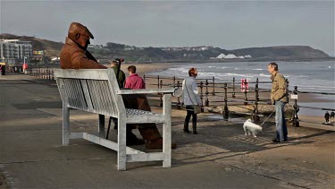 The Old Soldier Sitting On A Bench Statue, Marine Drive, Scarborough, North Yorkshire, England