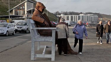 The Old Soldier Sitting On A Bench Statue, Marine Drive, Scarborough, North Yorkshire, England