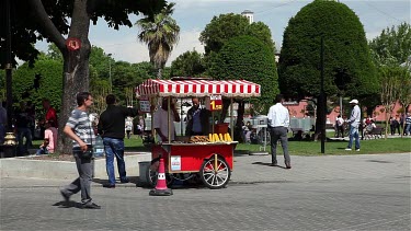 Corn Seller & Red Cart, Sultanahmet, Istanbul, Turkey