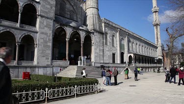 People Arriving At Blue Mosque, Sultanahmet, Istanbul, Turkey