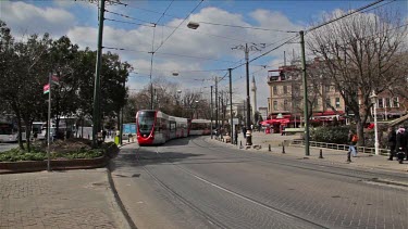 Red & Grey Tram On Divan Yolu Cd, Sultanahmet, Istanbul, Turkey