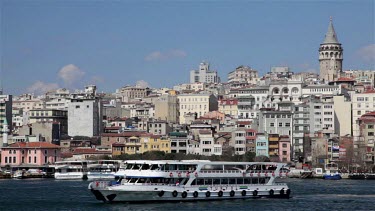 Passenger Ferries & Galata Tower, Beyoglu, Istanbul, Turkey