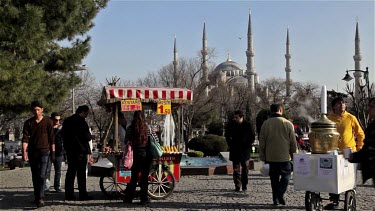 Tea & Corn Sellers Near Blue Mosque, Sultanahmet, Istanbul, Turkey