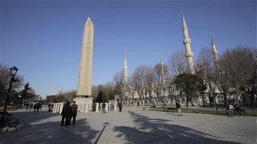 Egyptian Constantine Obelisk & Blue Mosque Minarets, Sultanahmet, Istanbul, Turkey