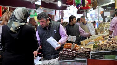 Sweet Seller & Stall At Spice Bazaar, Eminonu, Istanbul, Turkey