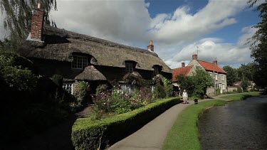 Thatched Cottage By River, Thornton-Le-Dale, North Yorkshire, England