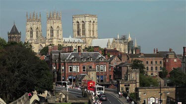 View Of York Minster From City Walls, York, North Yorkshire, England