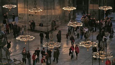 Chandeliers Inside Haghia Sophia Mosque, Sultanahmet, Istanbul, Turkey