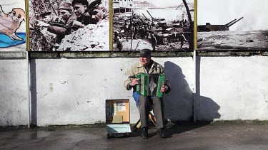 Old Man Plays Traditional Song With Accordion, Sevastopol, Crimea, Ukraine