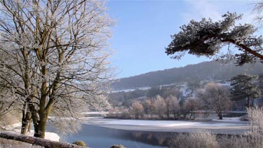Frost At Frozen Small Lake, Weaponness Valley, Mere, Scarborough, England