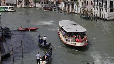 Passenger Ferry & Gondola'S From Rialto Bridge, Venice, Italy