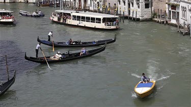 Passenger Ferry & Gondola'S From Rialto Bridge, Venice, Italy