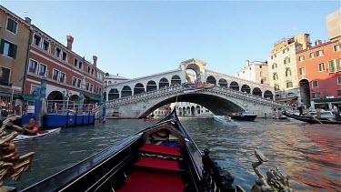 Gondola & Rialto Bridge, Venice, Italy