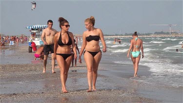 People Walking On Beach, Lido, Venice, Italy