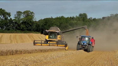 New Holland Combined Harvester & Blue Tractor, Bridlington, North Yorkshire, England