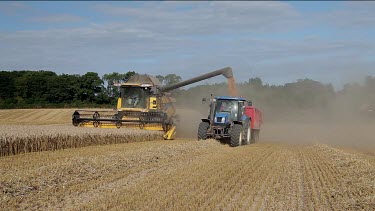 New Holland Combined Harvester & Blue Tractor, Bridlington, North Yorkshire, England