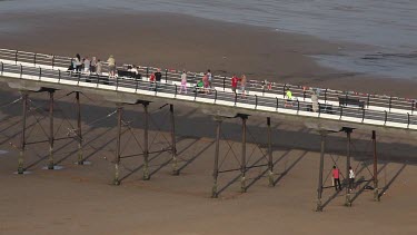 People Walking On Pier, Saltburn-By-The-Sea, North Yorkshire, England