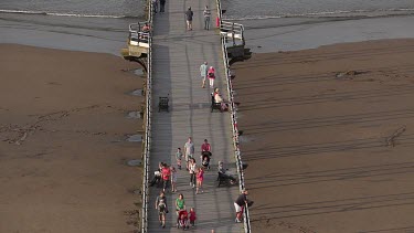 People Walking On Pier, Saltburn-By-The-Sea, North Yorkshire, England