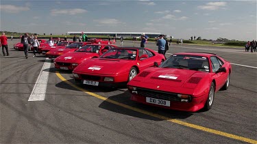 10 Red Ferrari Cars, 308, 328, 348, 355, 430, 550, Silverstone Race Track, England