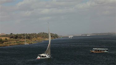 Felucca In Full Sail, River Nile, Egypt, North Africa