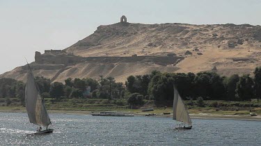 Feluccas & Tombs Of The Nobles, Aswan, Egypt
