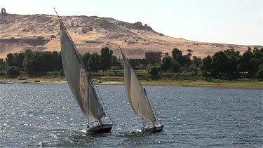 Feluccas & Tombs Of The Nobles, Aswan, Egypt