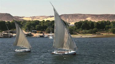 Feluccas & West Bank, Aswan, Egypt