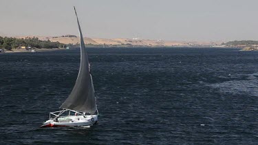 Felucca In Full Sail, Aswan, Egypt