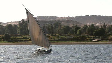 Felucca In Full Sail, Aswan, Egypt