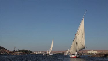 Feluccas & Tourist Boats On River Nile, Aswan, Egypt
