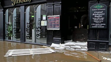 Sandbags Try And Hold Back The Flood, City Of York, England