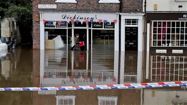 Floodwater Covers Tower Street And Floods Properties, City Of York, England