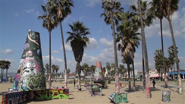 Mural, Bike Path & Boardwalk, Venice Beach, Venice, California, Usa