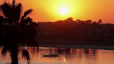 Passenger Ferry At Sunset, River Nile, Luxor, Egypt