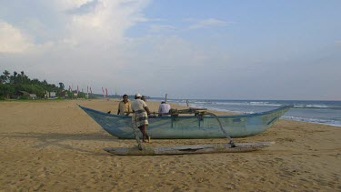 Fibreglass Fishing Boat & Crew, Bentota Beach, Sri Lanka