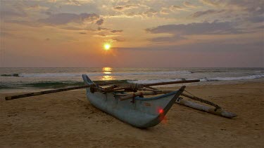 Fibreglass Fishing Boat & Sunset, Bentota Beach, Sri Lanka